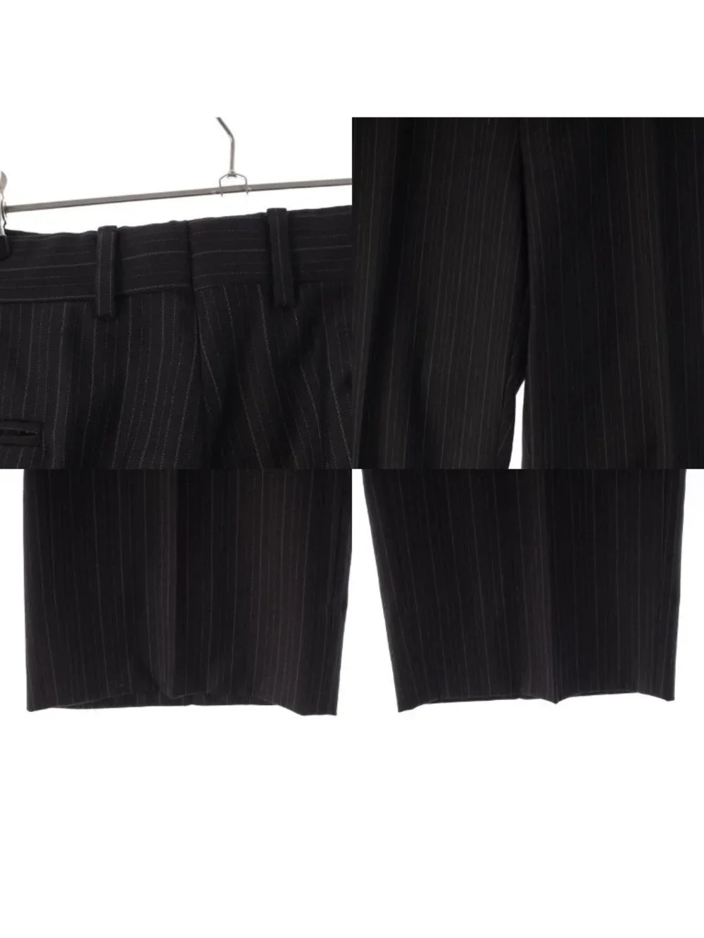 Gucci Era Black Tag Wool Cashmere Pinstripe Pants Trousers Gray 52